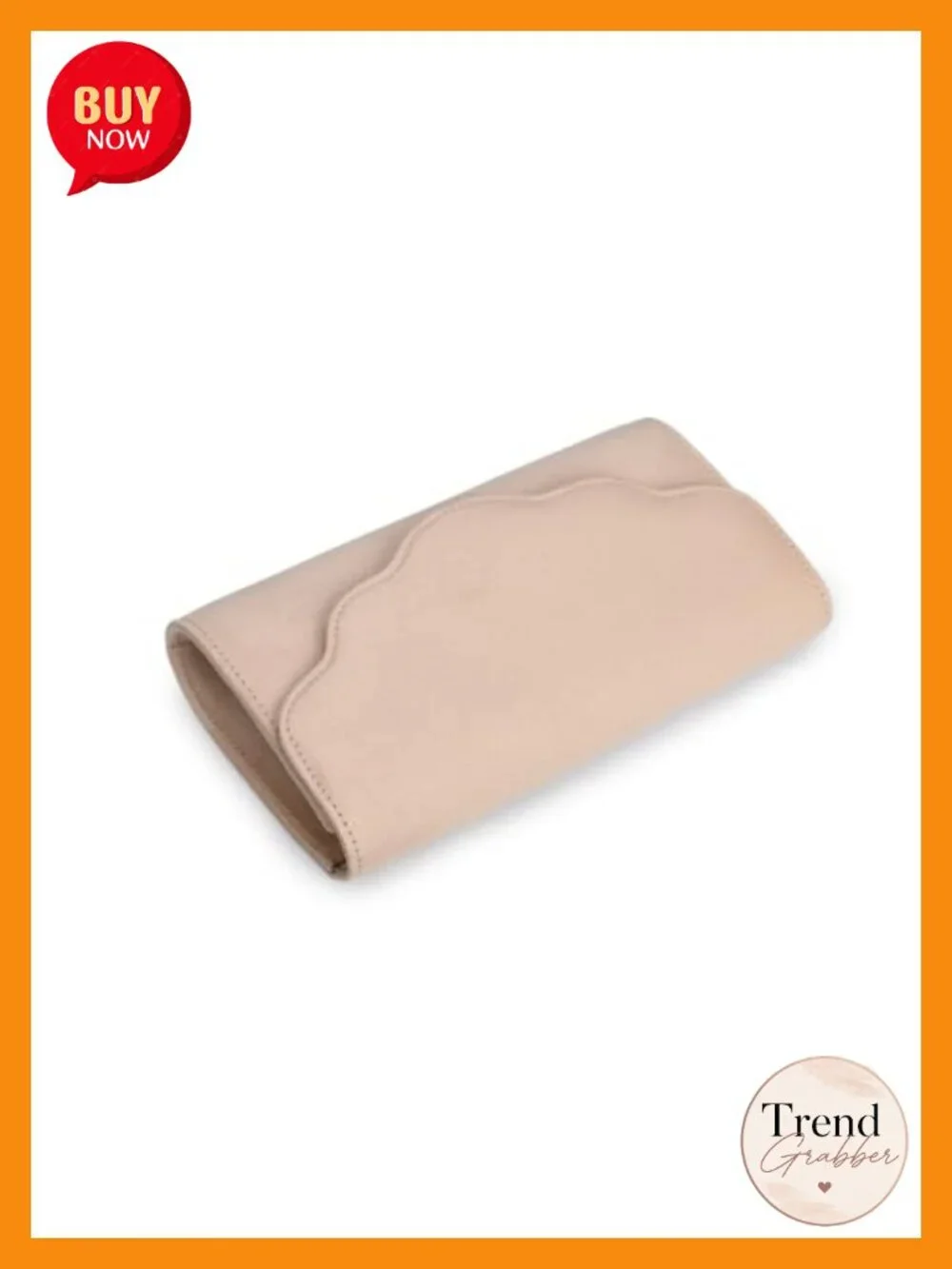Faux Suede Evening Clutch Bag with Scalloped Wave Flap - Formal Wedding Party